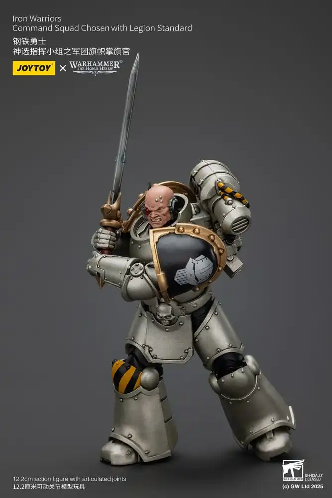 Warhammer The Horus Heresy Action Figure 1/18 lron Warriors Command Squad Chosen with Legion Standard 12 cm